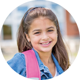 An elementary student going back to school
